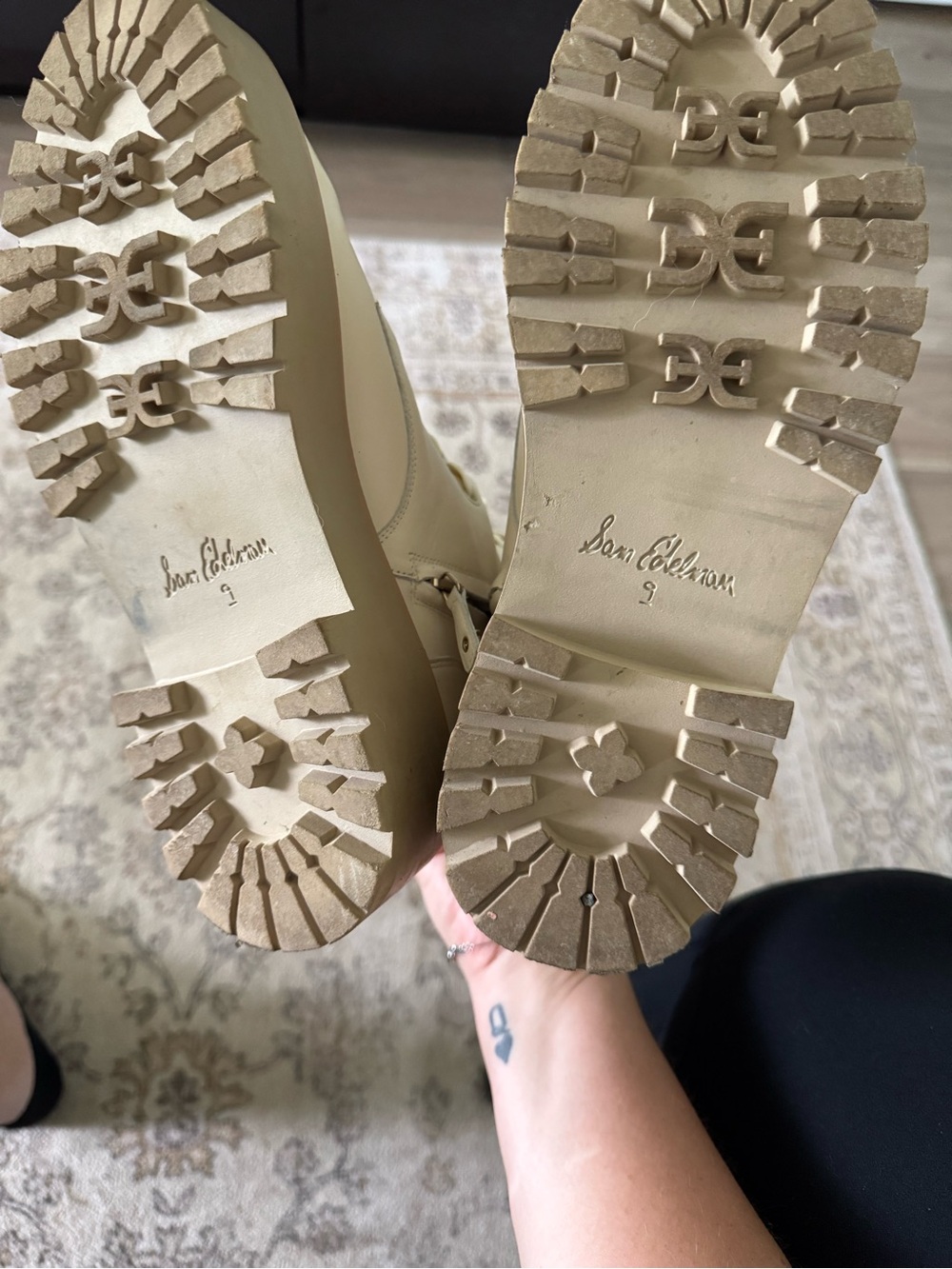 Sam Edelman Cream Lace-Up Platform Combat Boots - Picture 4 of 5